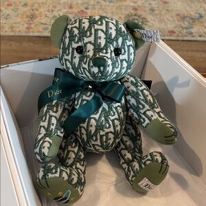 Authentic New Dior Trotter Green and White  Teddy Bear with box